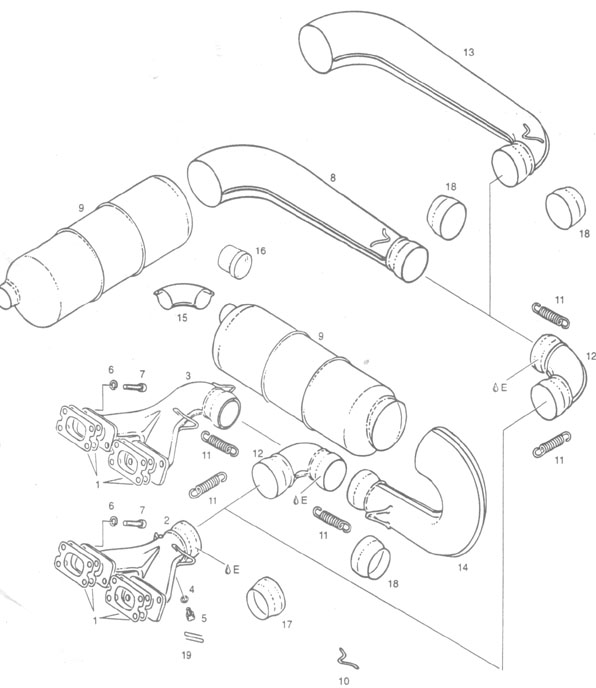 Rotax 447 exhaust, Rotax 447 exhaust parts.