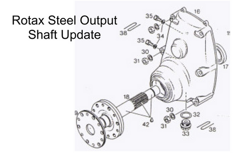 Rotax A reduction drive gear, dog hub, spring washers, and prop shaft update