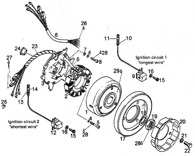 Rotax 582 Ducati ignition, Rotax 582 Ducati magneto generator parts.