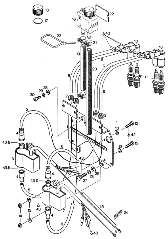 Rotax 618 ignition coils, Rotax 618 rotary valve tank and Rotax 618 parts.