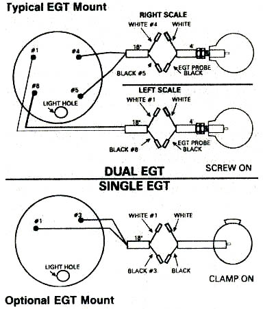 EGT or Exhaust gas temperature gauge wiring diagram