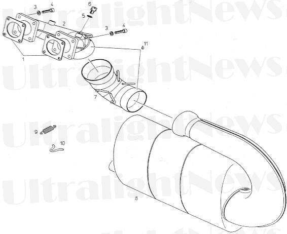 Rotax 618 exhaust, Rotax 618 exhaust parts