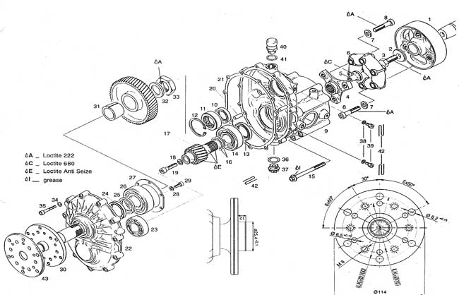 Rotax C gear box, Rotax C reduction drive, RK 400 clutch for Rotax C gearbox, clutch for Rotax gear drive.