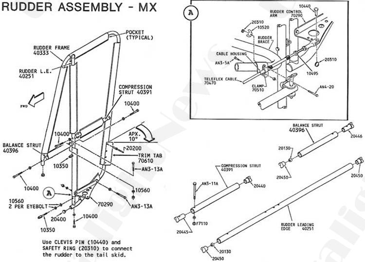 Quicksilver MX rudder assembly.