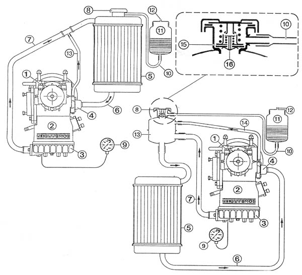 Rotax radiator installation drawing cylinder heads down.