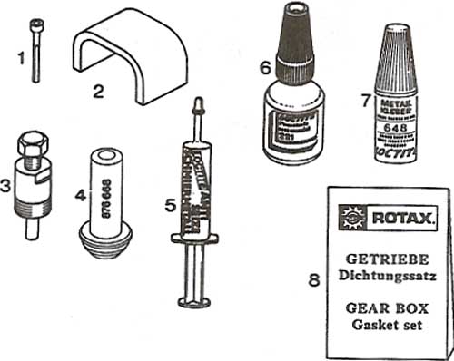 Rotax gear box tools, Rotax A and B gear box tools, specialty tools required to work on the Rotax A & B reduction drives.