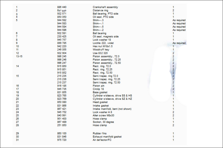 Rotax 277 Crankcase Part Diagram Number Listing