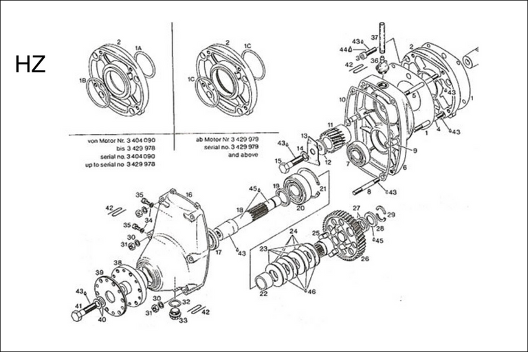 Rotax 277 "A" Gear Drive, Fan Cooled Drive Shaft Offset Towards Cylinder Head, For FAN-COOLED Engine Installation Spark Plug Up (SZ) Or Down (HZ)