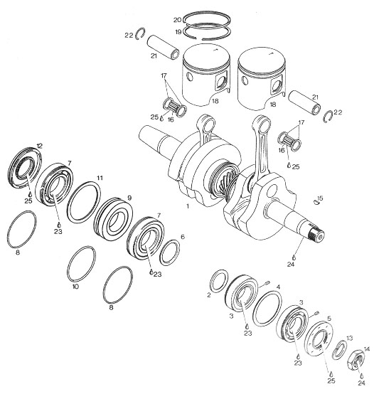 Rotax 618 crankshaft, pistons, rings, seals and gaskets